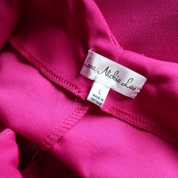 LOVE Nickie Lew Sparkle Pink Ruched side Stretch Dress - Picture 8 of 15